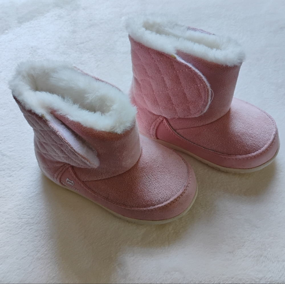 Pink Baby Toddler Winter Boot | Velcro Faux Fur Lined | 5 Toddler